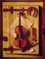 静物画ヴァイオリンと音楽アイルランドの画家ウィリアム・ハーネット